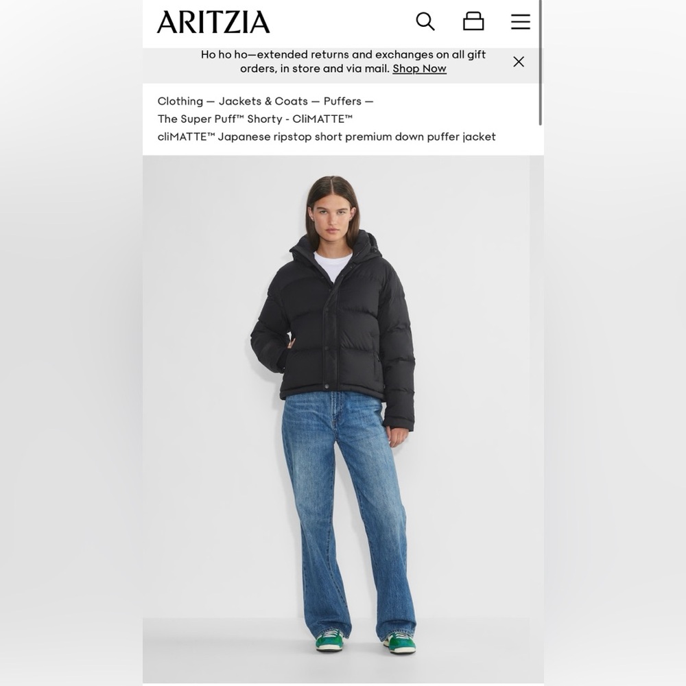 Aritzia Super Puff Shorty Black size L